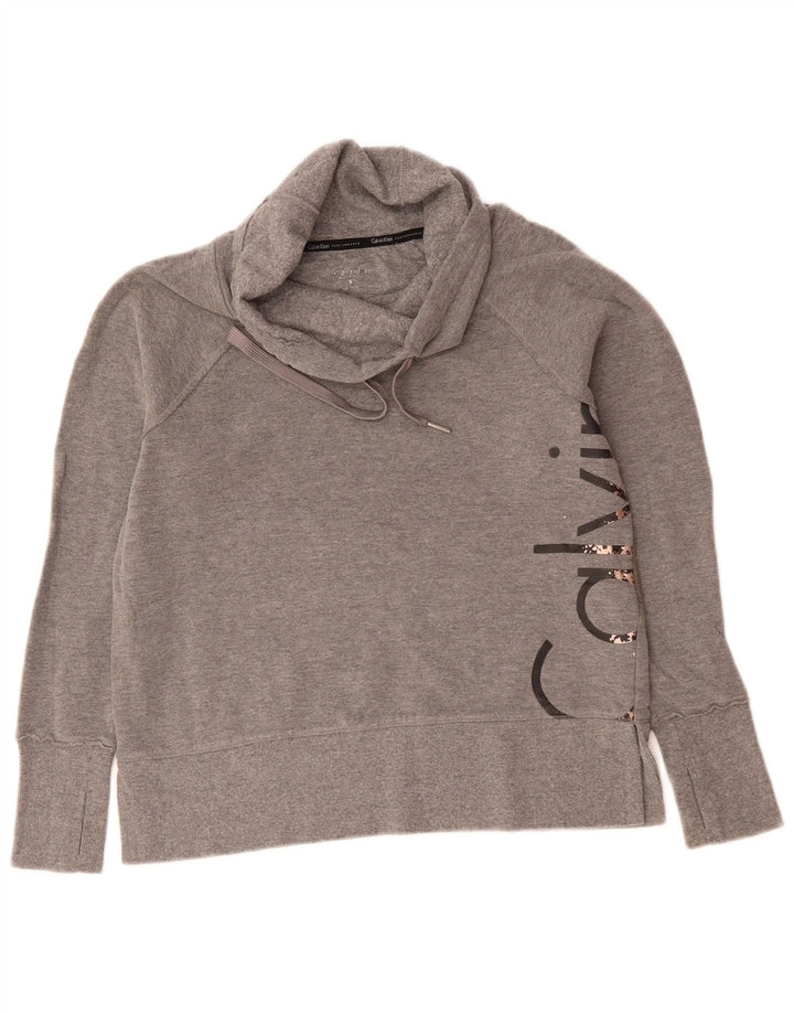 CALVIN KLEIN Sweat-shirt graphique Performance pour femme UK 10 Small Gris