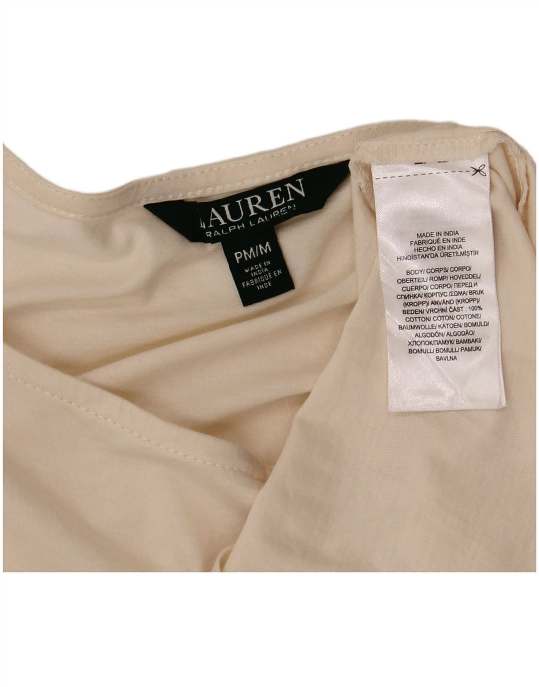 Ralph Lauren Haut à manches 3/4 pour femme UK 14 en coton blanc cassé moyen