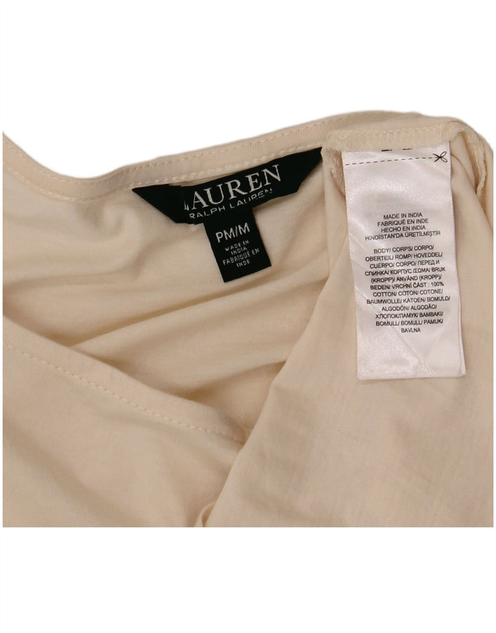 Ralph Lauren Haut à manches 3/4 pour femme UK 14 en coton blanc cassé moyen