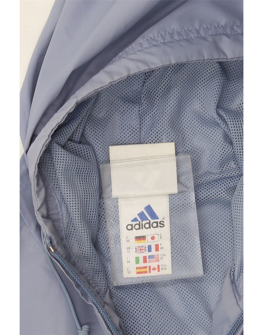 ADIDAS Imperméable surdimensionné à capuche pour femme UK 12 Bleu moyen Polyamide