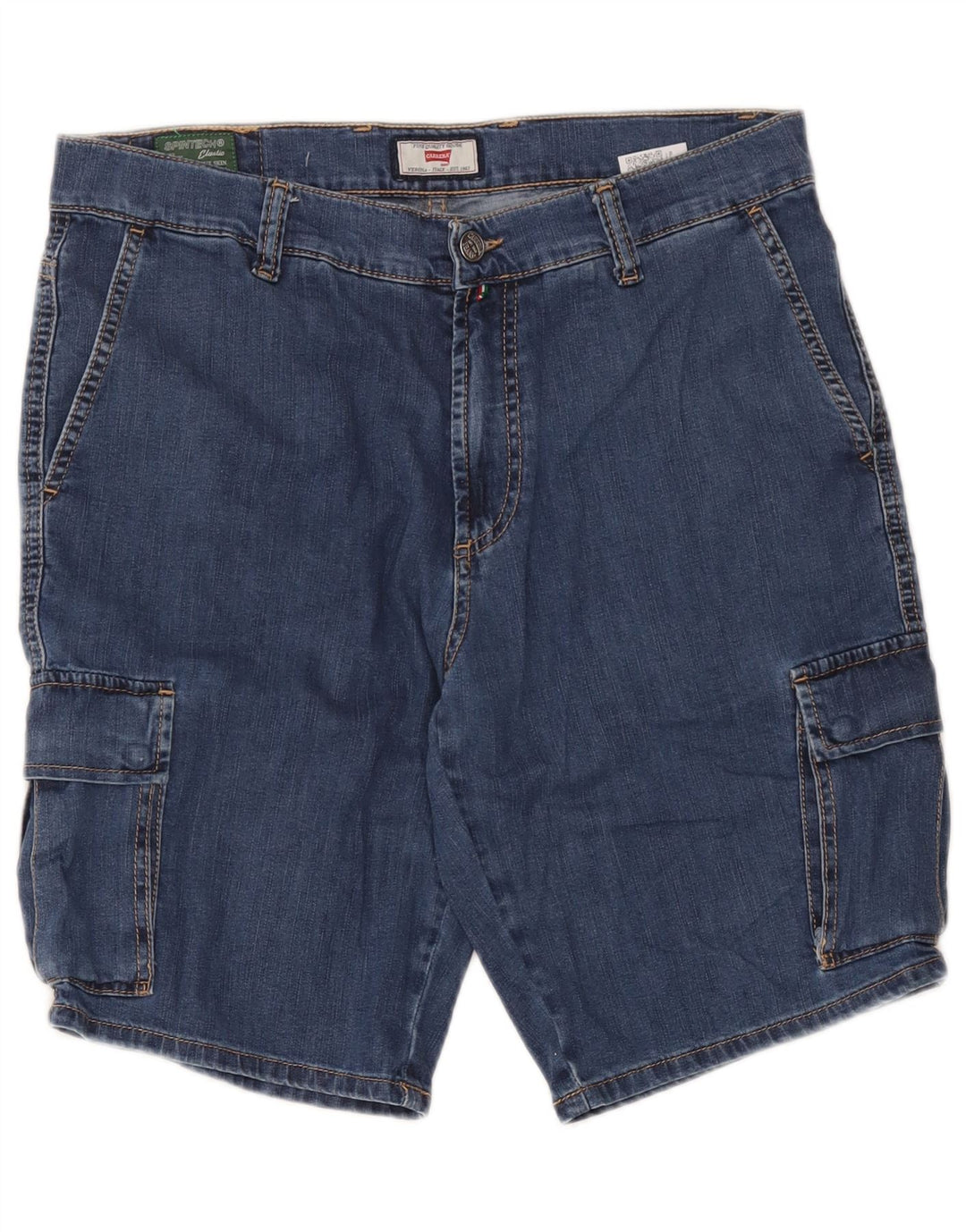 Carrera Hommes 618 Denim Cargo Shorts W34 Grand Bleu Coton