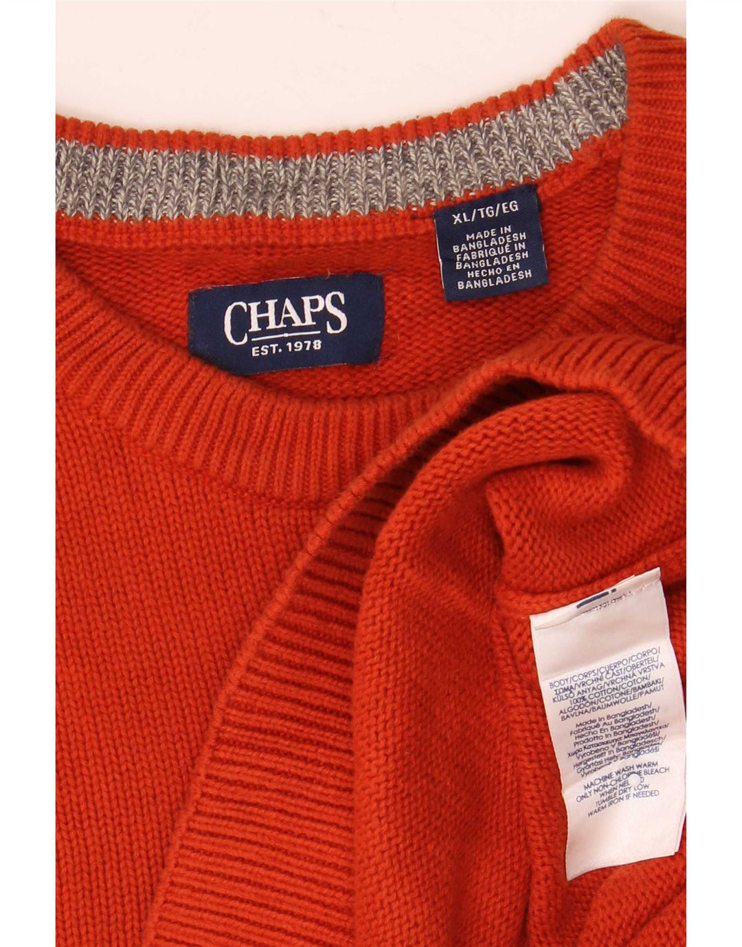 Chaps Pull col rond homme XL coton orange