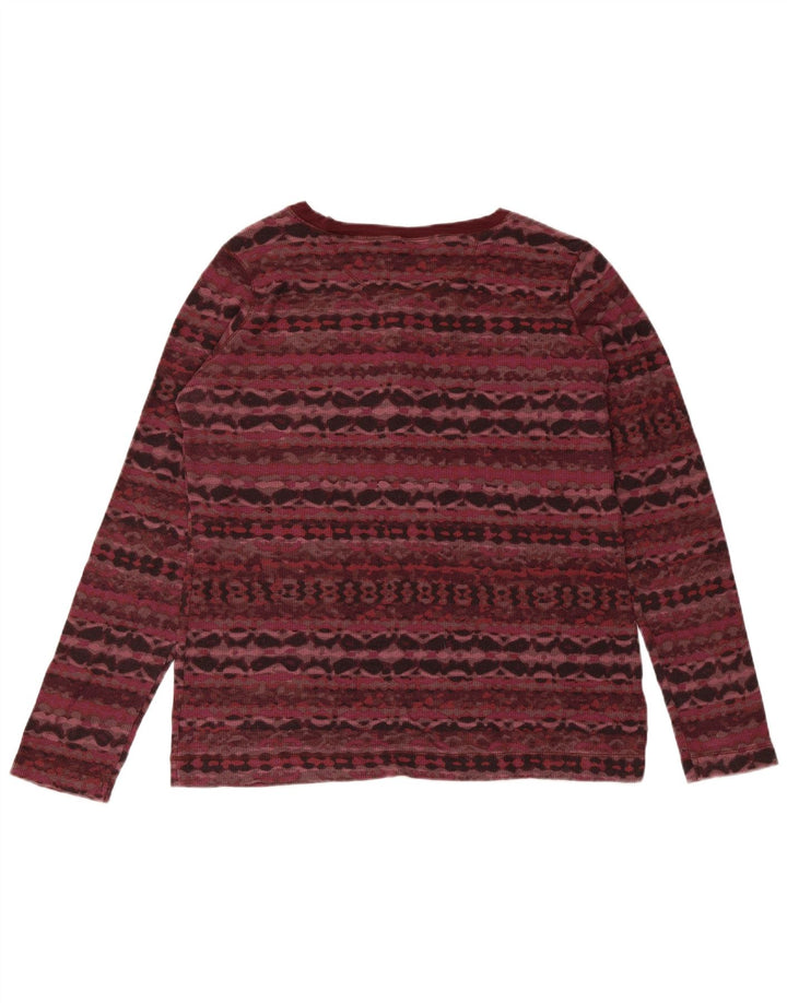 Eddie Bauer Haut à manches longues pour femme UK 18 XL Coton géométrique bordeaux