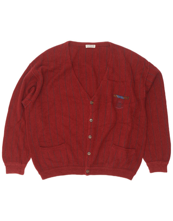 Cacharel Cardigan Homme Pull EU 56 2XL Bordeaux Rayé Cachemire