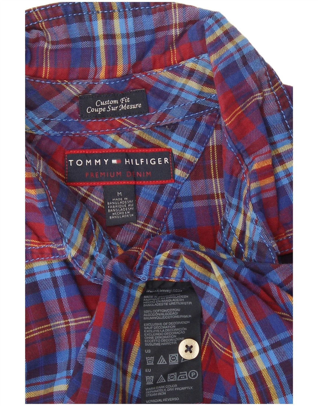 Tommy Hilfiger Chemise en flanelle sur mesure pour homme en coton à carreaux bleu moyen