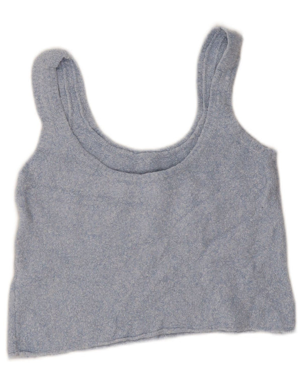 Zara Womens Crop Vest Top UK 14 Grand Bleu Coton
