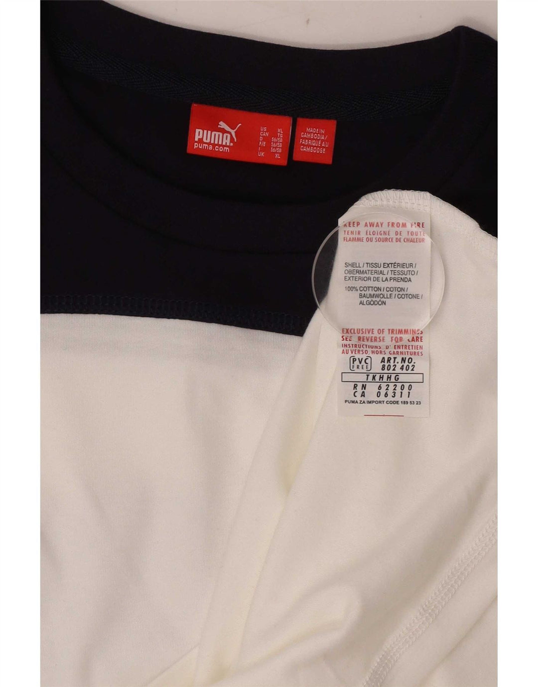 Puma Haut graphique à manches longues pour homme XL en coton color block blanc