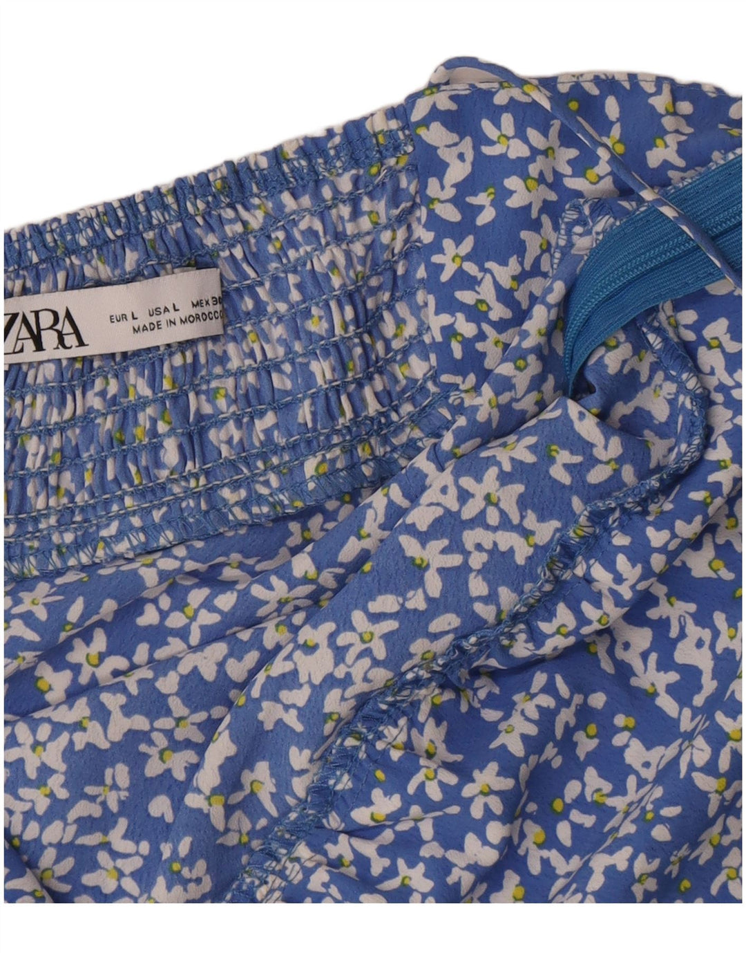 Zara Femme Robe d'été UK 44 Grand Bleu Floral Polyester