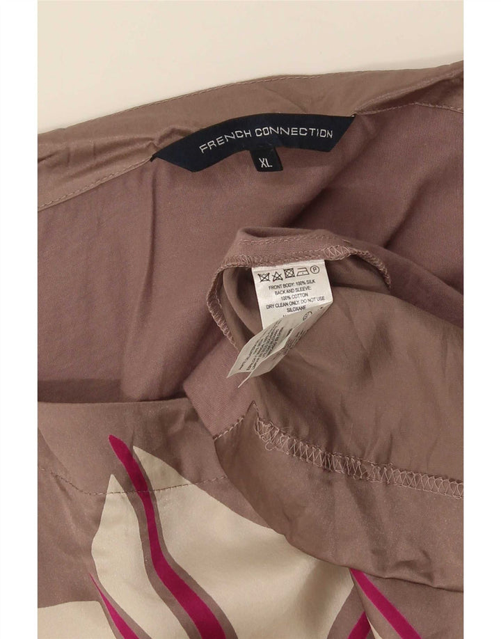 French Connection Chemisier Femme UK 18 XL Rose Géométrique Soie