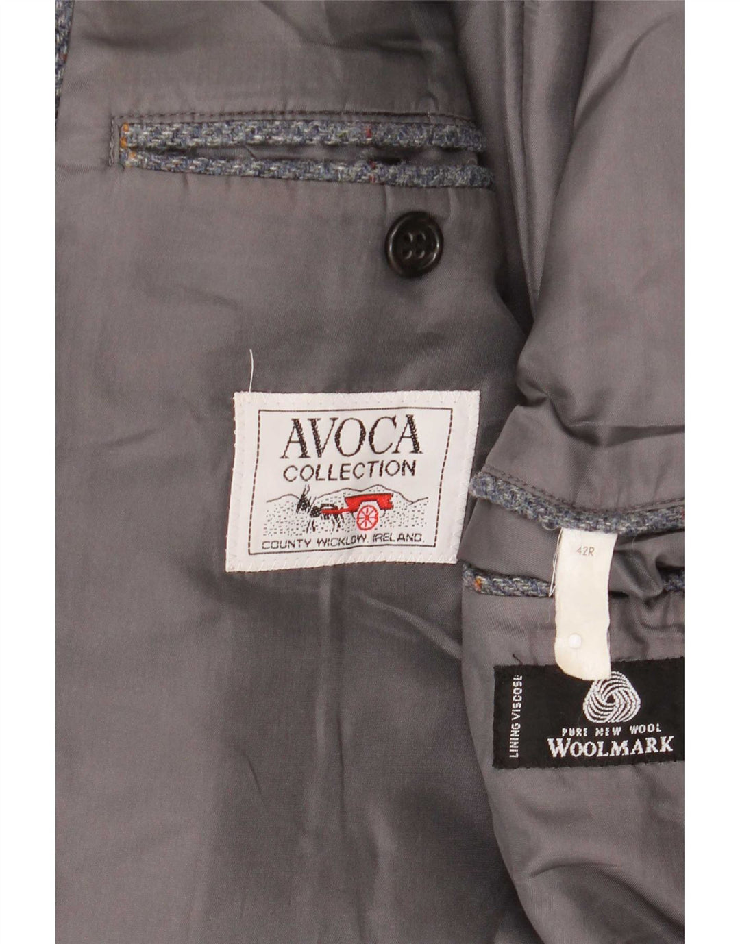 Avoca Veste Blazer 3 Boutons Homme UK 42 XL Laine Grise