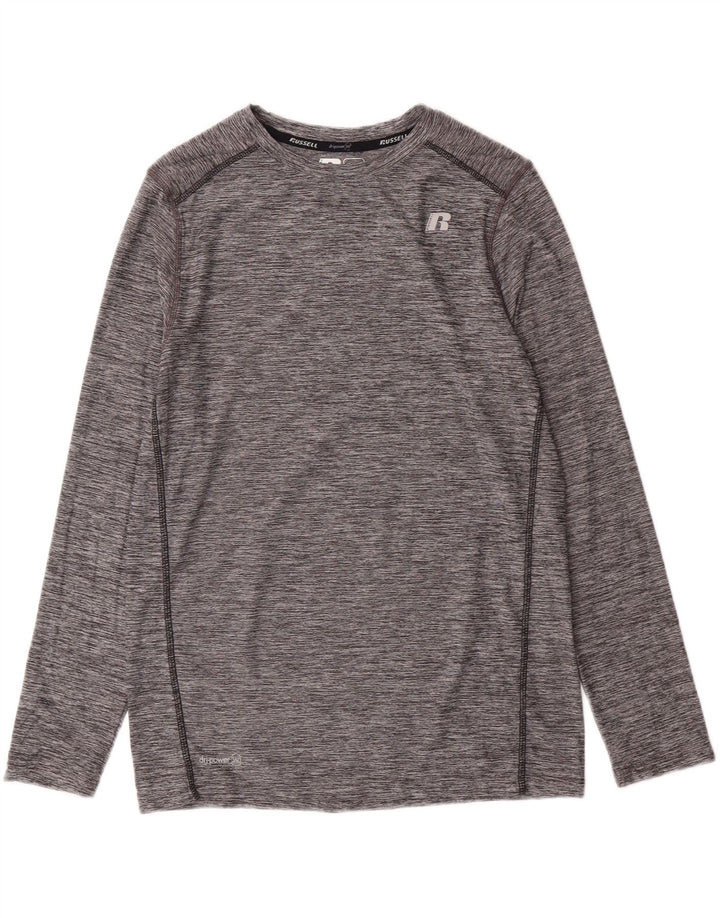 RUSSELL ATHLETIC Boys Top Long Sleeve 14-15 Years XL Grey Polyester