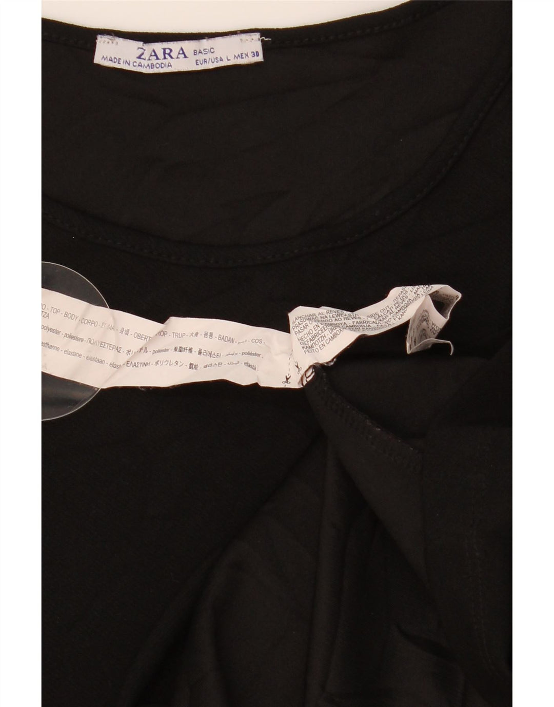ZARA Robe droite à manches 3/4 pour femme UK 14 Large Noir Polyester