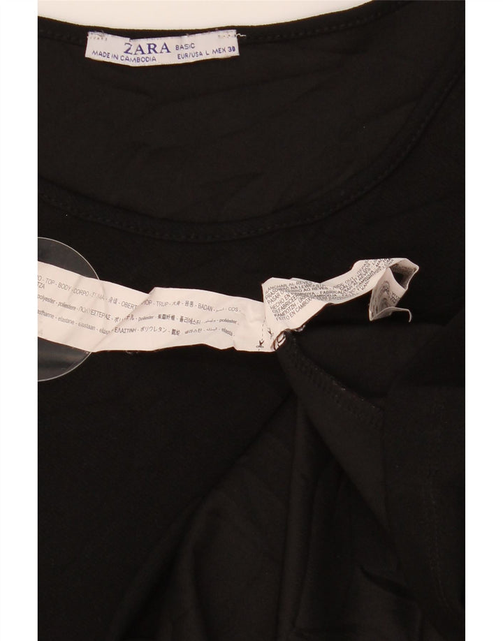 ZARA Robe droite à manches 3/4 pour femme UK 14 Large Noir Polyester