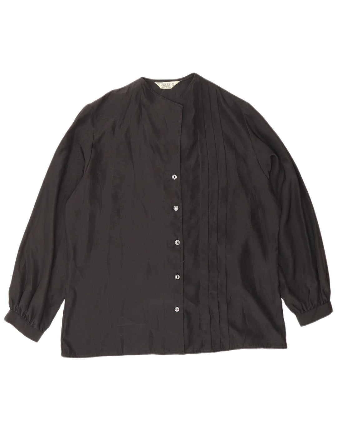 VINTAGE Chemisier Femme IT 46 Large Noir Polyester