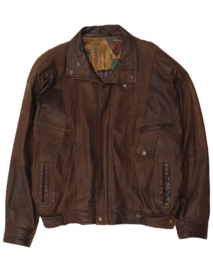 veste en cuir bomber homme vintage IT 56 3XL Cuir marron