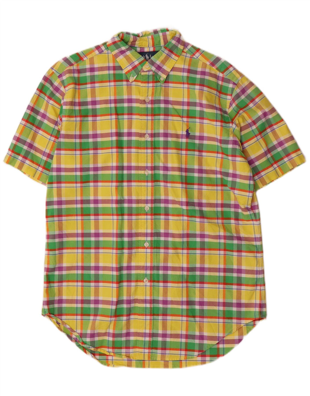 RALPH LAUREN Chemise à manches courtes pour homme coupe classique à carreaux jaune moyen