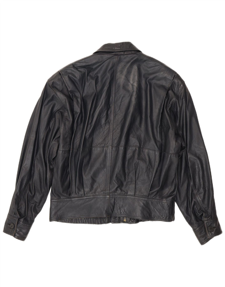La Matta Veste en cuir bomber pour homme UK 38 Cuir bleu marine moyen
