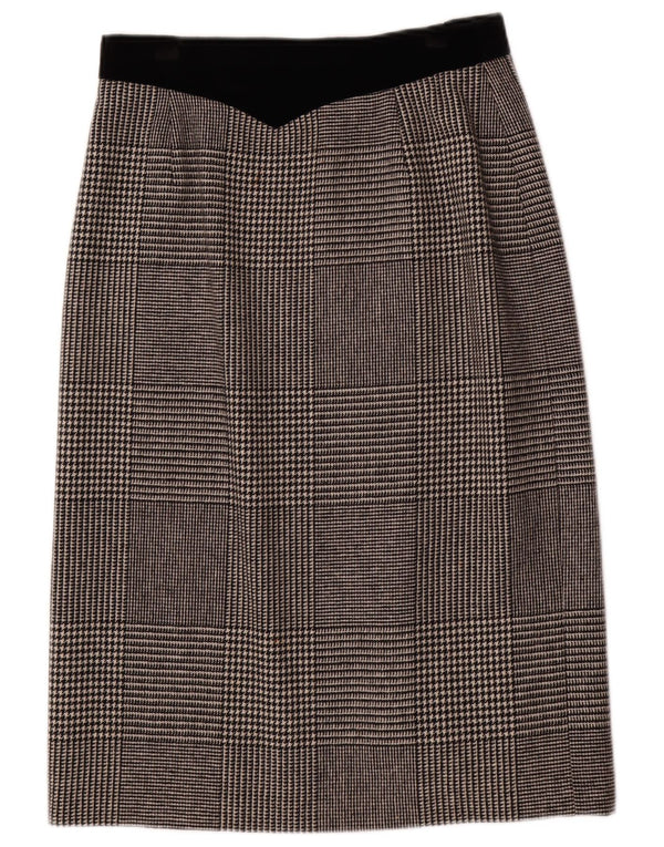 Louis Feraud Jupe Midi Femme UK 16 Large W30 Laine Pied-de-Poule Gris
