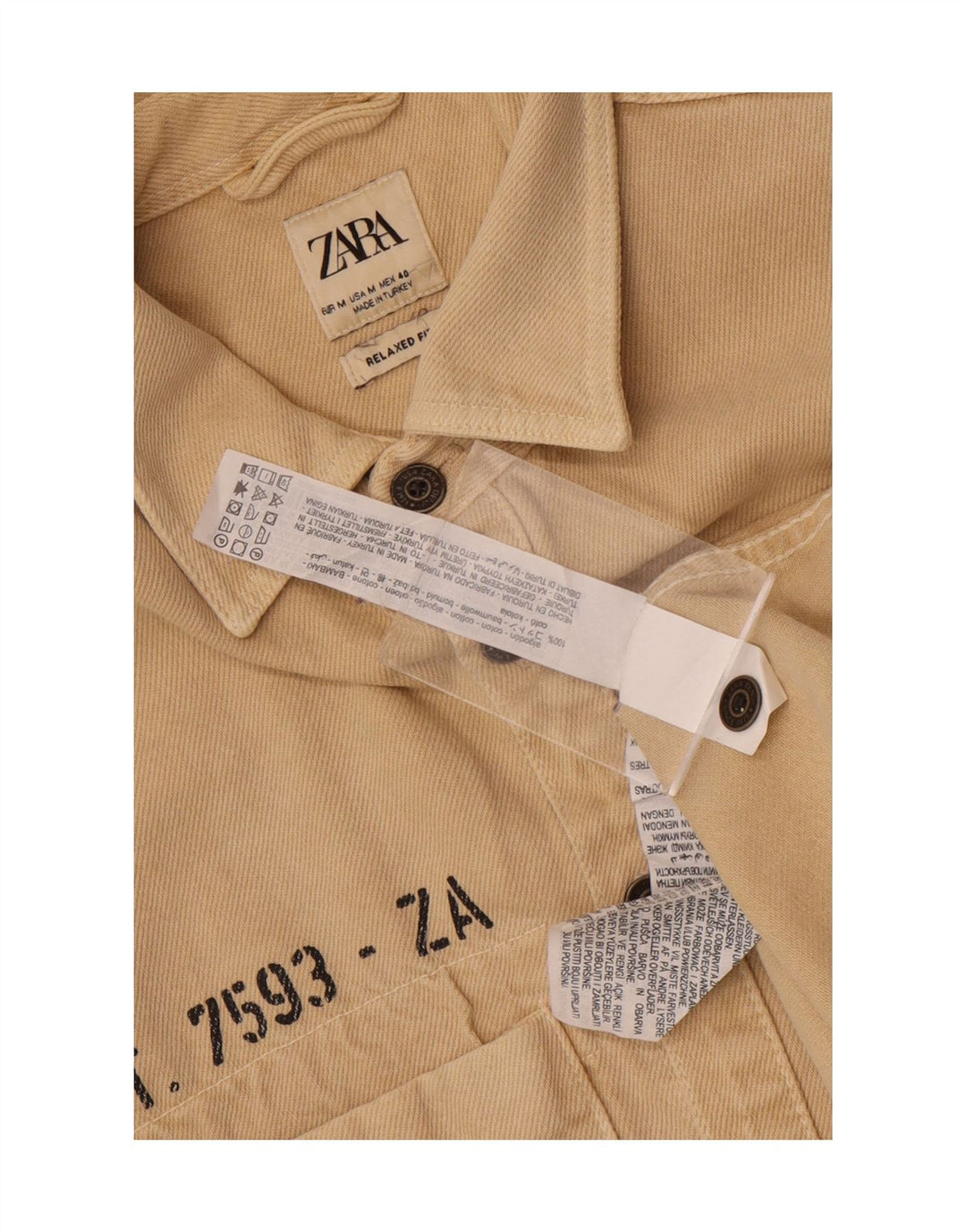 Zara Chemise graphique coupe décontractée pour homme en coton beige moyen