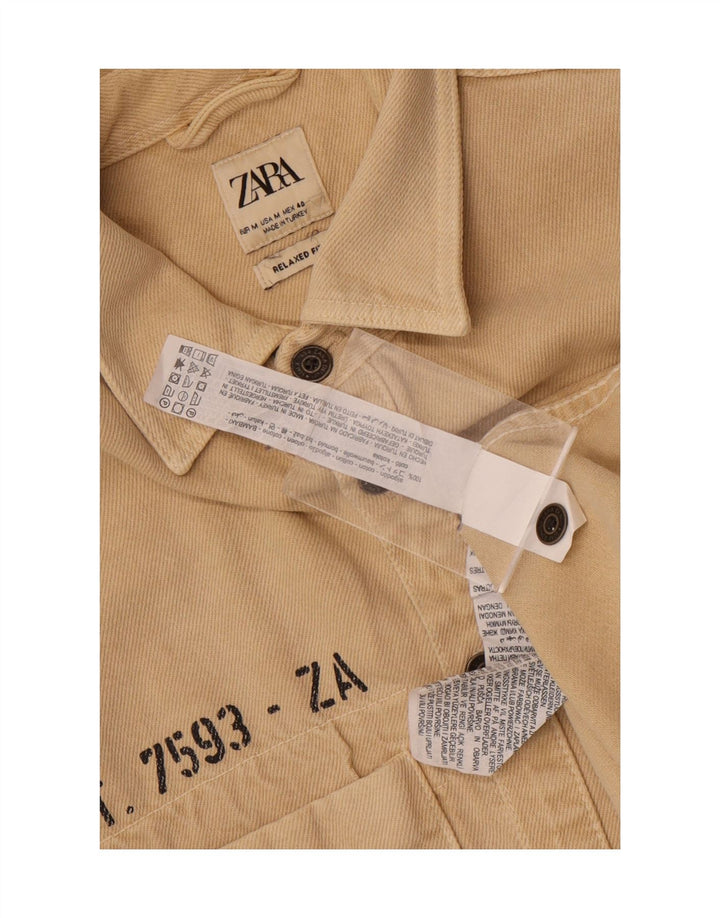 Zara Chemise graphique coupe décontractée pour homme en coton beige moyen