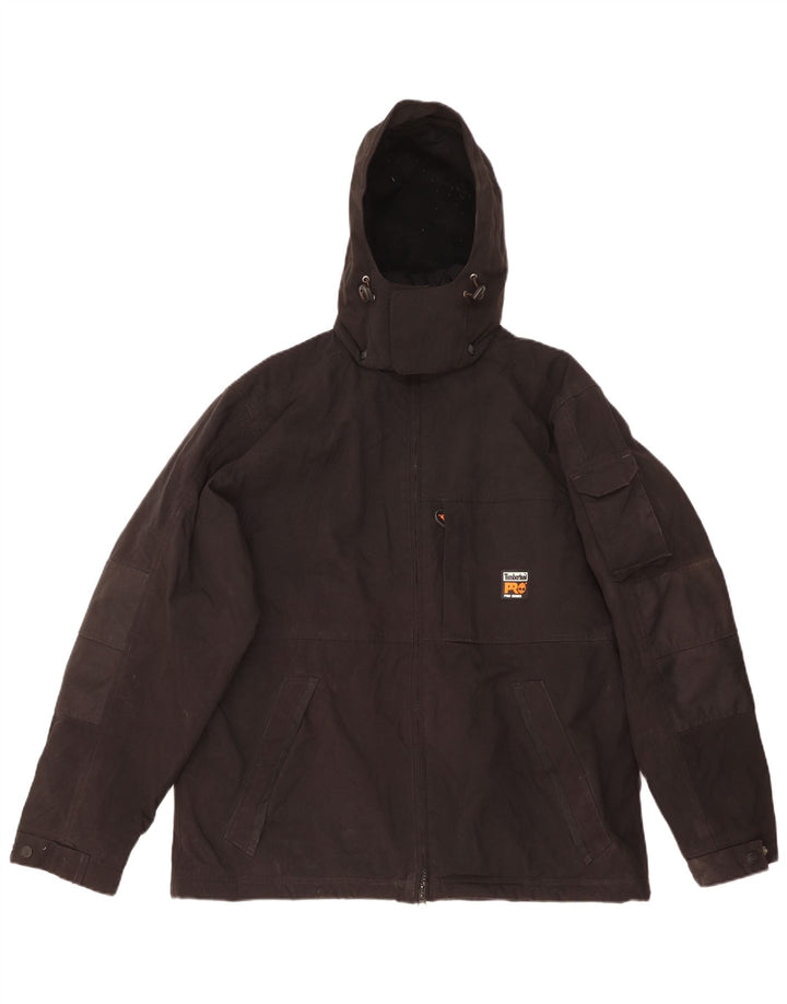 Timberland Veste coupe-vent à capuche pour homme UK 40 Large Noir Polyamide
