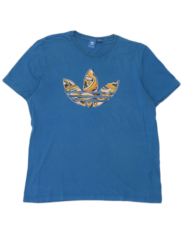 Adidas T-shirt graphique pour femme UK 18 XL Bleu Coton