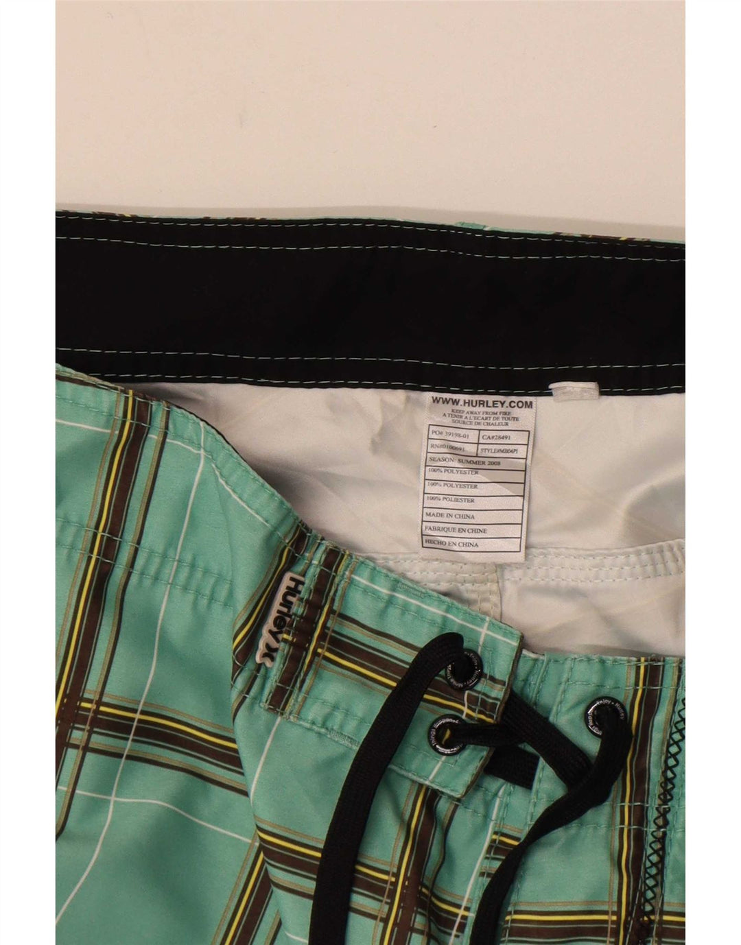 Hurley Short de Bain Homme Grand Carreau Vert Polyester