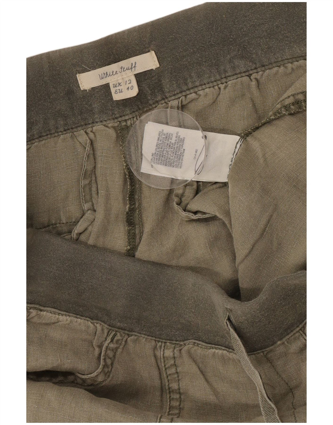 Pantalon court White Stuff pour femme UK 12 Medium W32 L23 Lin kaki