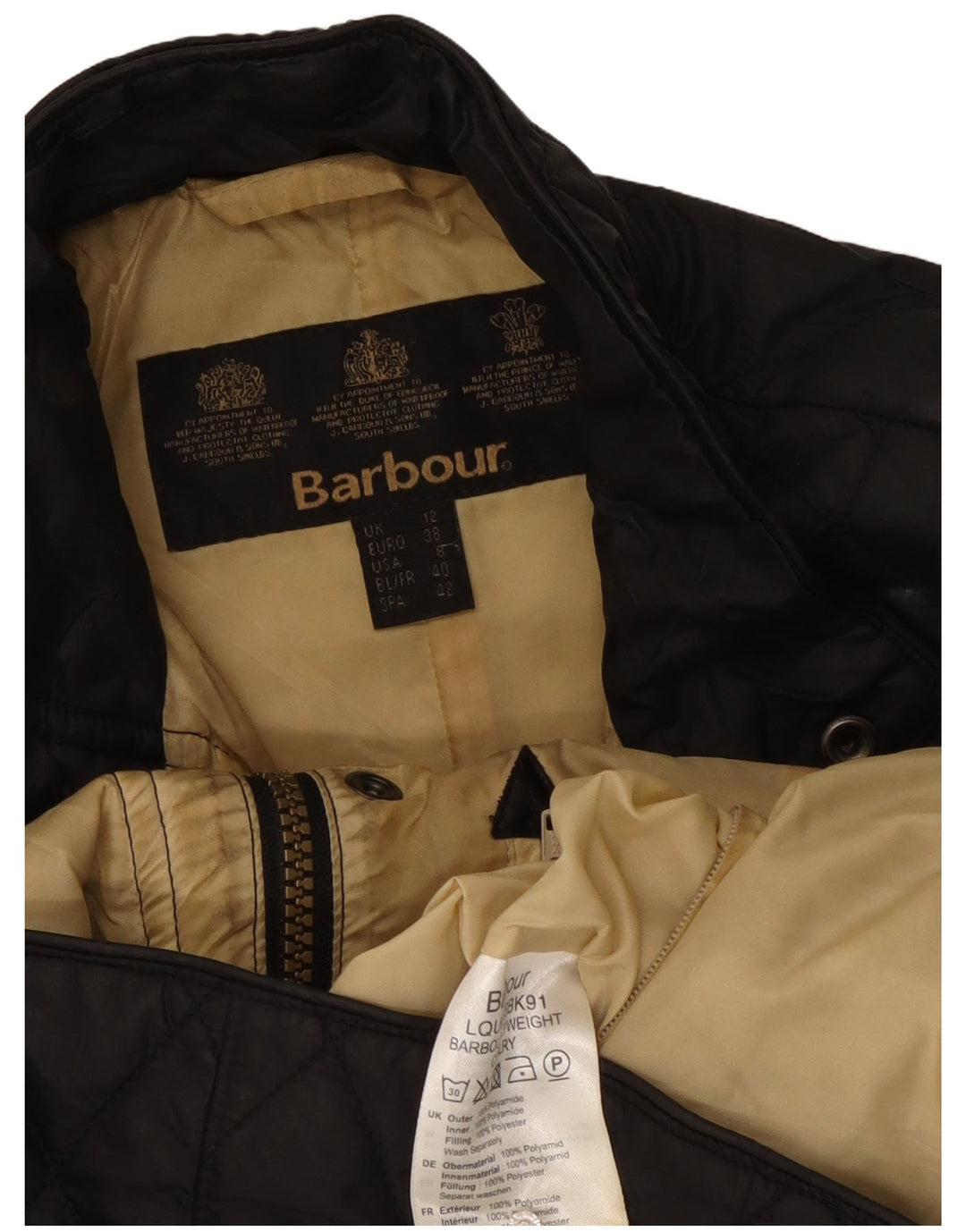 Barbour Veste matelassée pour femme UK 12 Medium Noir Polyamide