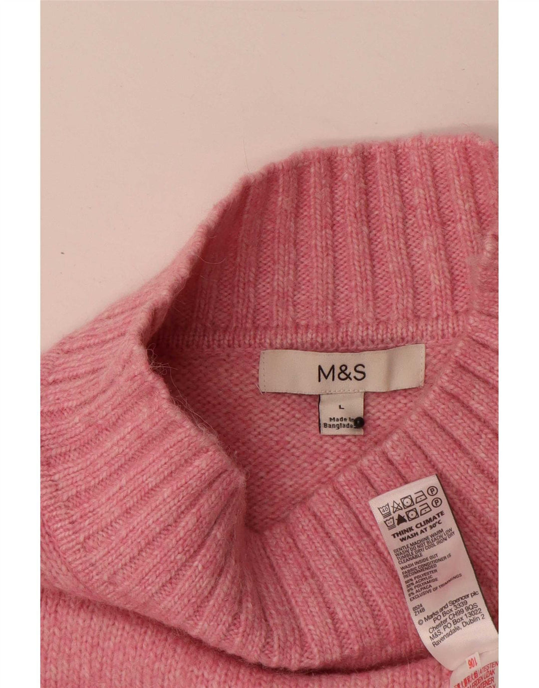 Marks & Spencer Pull col roulé pour femme UK 16 Large Rose