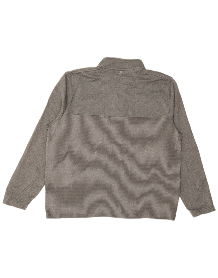 Izod Pull de golf à col zippé pour homme XL Gris rayé