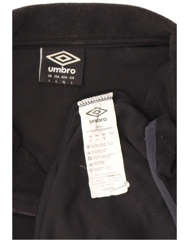 Umbro Pull polaire à col zippé pour homme Large Noir Polyester