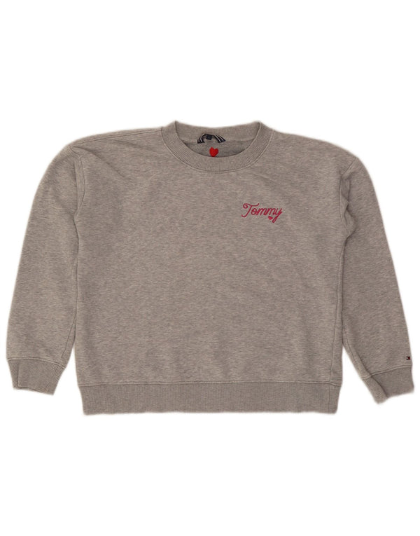 Tommy Hilfiger Sweat-shirt court surdimensionné pour femme UK 10 Petit Gris