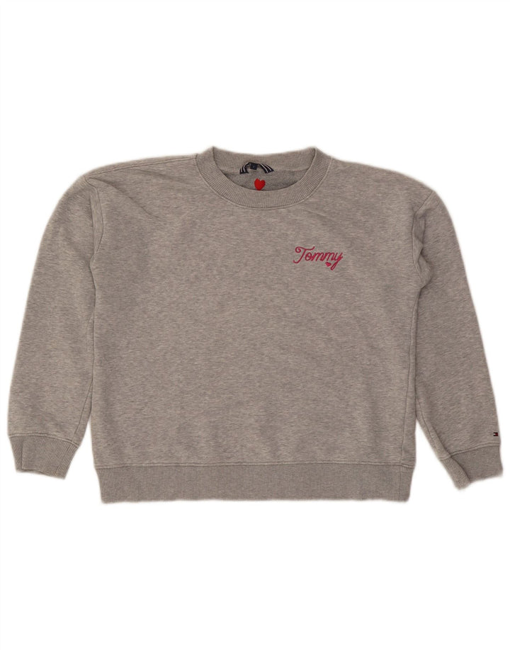 Tommy Hilfiger Sweat-shirt court surdimensionné pour femme UK 10 Petit Gris
