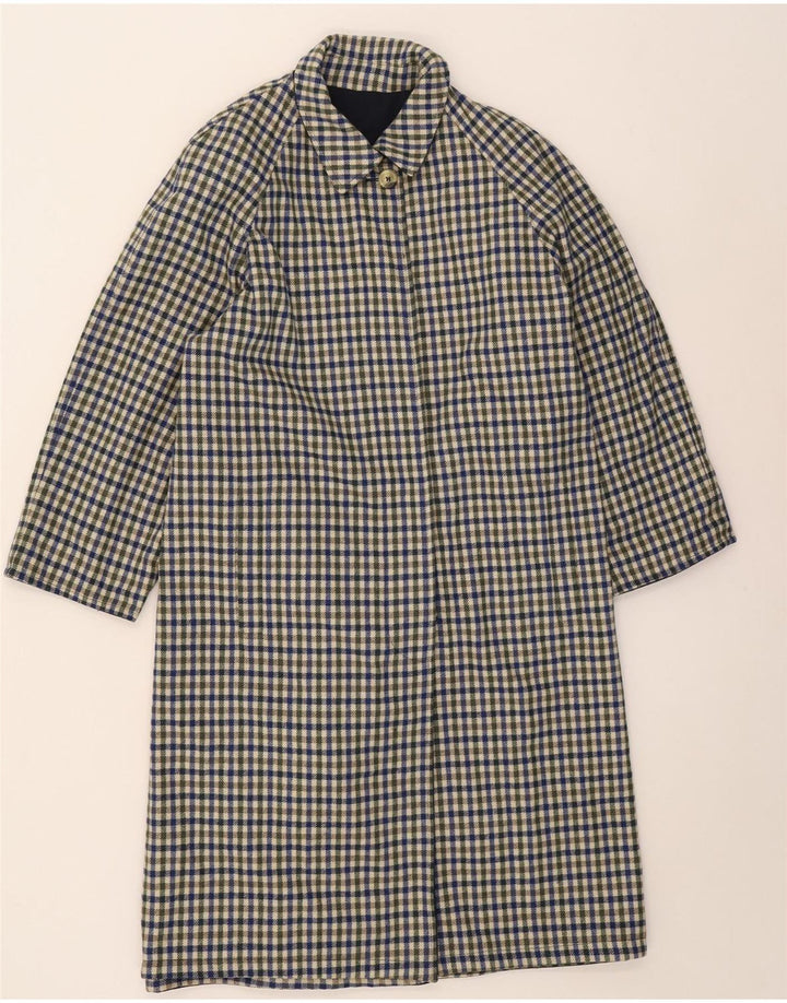 vintage Femme Réversible Pardessus IT 42 Moyen Bleu Marine Polyester
