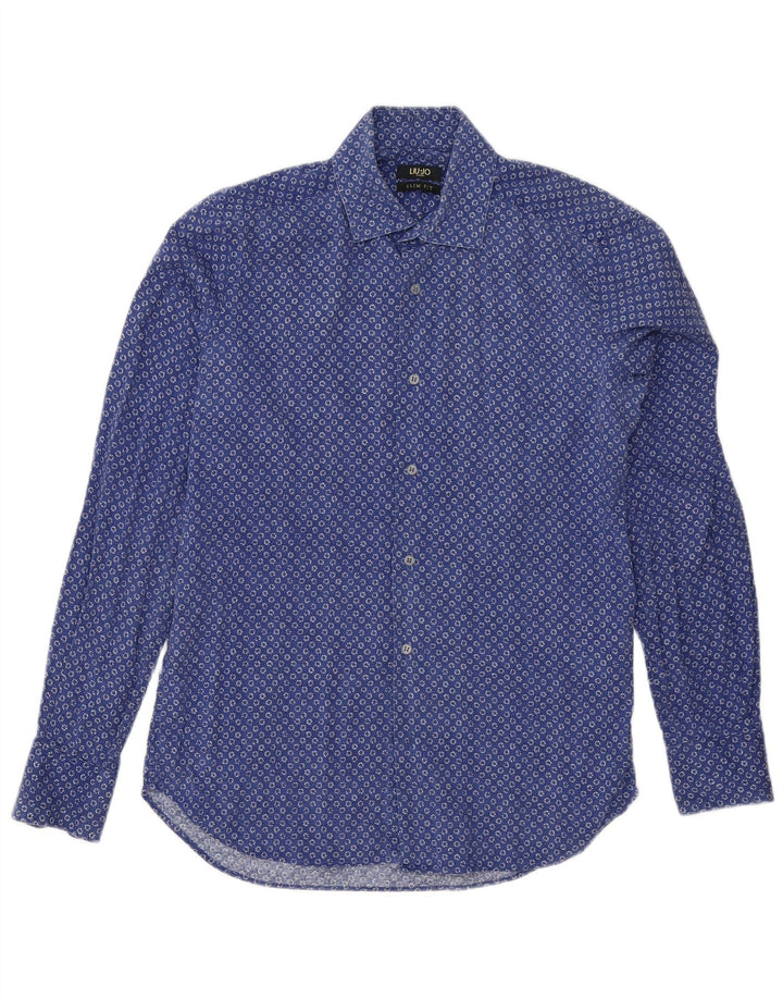 Chemise Slim Fit Bleu Moyen En Coton À Pois Homme Liu Jo