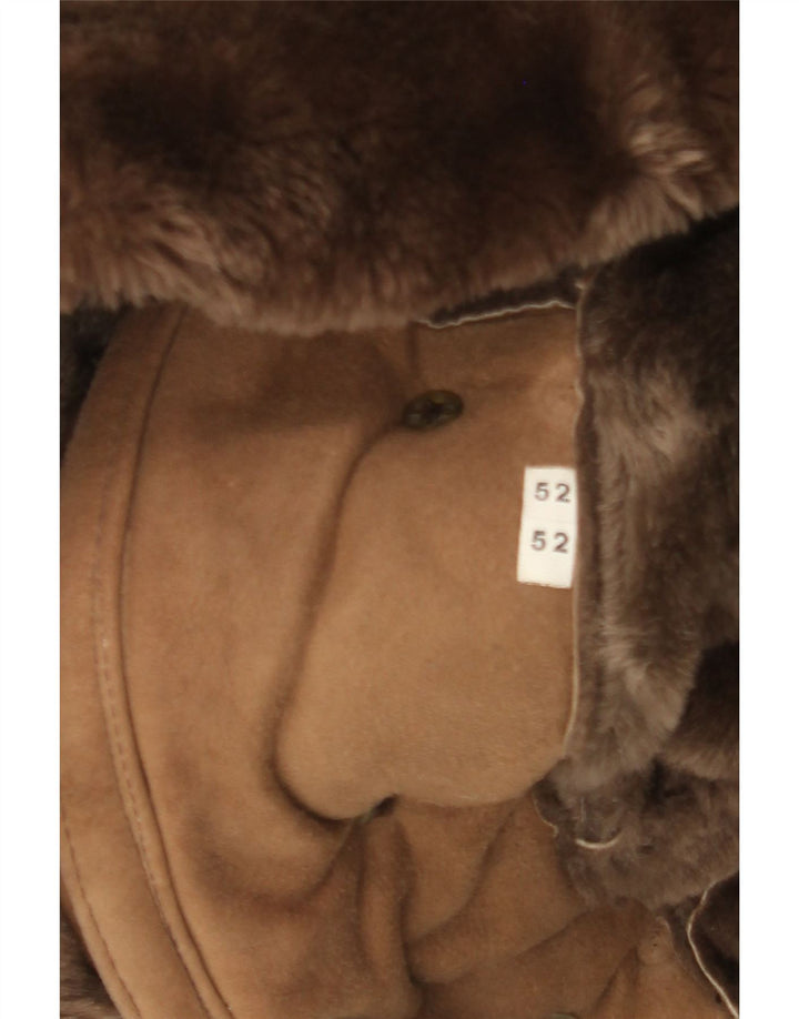 vintage Mens Shearling Double Breasted Manteau IT 52 XL Marron