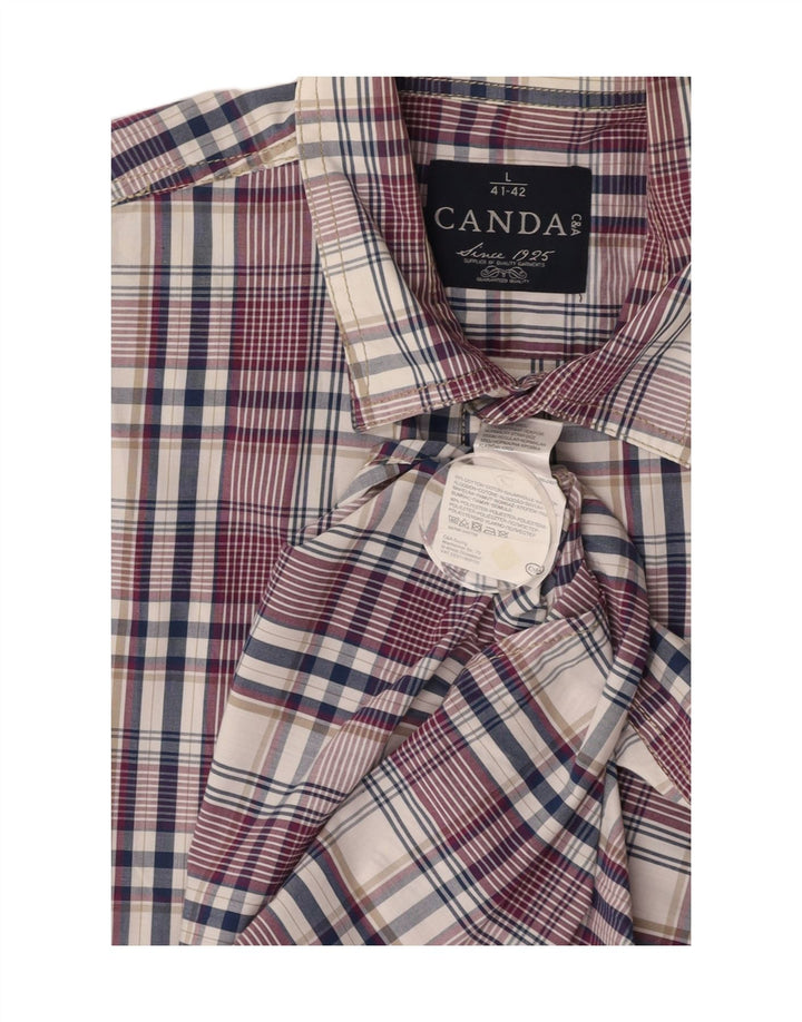 CANDA Chemise à manches courtes pour homme Taille 41/42 Grand coton à carreaux multicolores