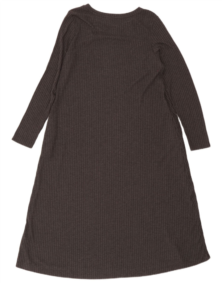 Marks & Spencer Robe longue à manches longues pour femme UK 16 Large Gris Polyester