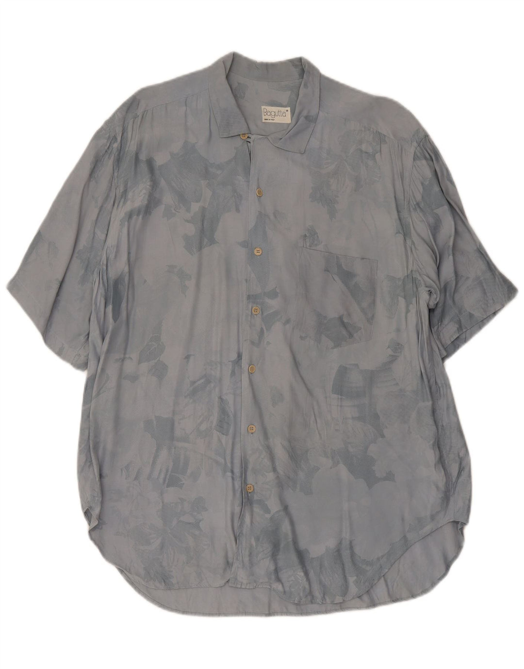 Bagutta Chemise à Manches Courtes Homme Motif Abstrait Viscose Gris Moyen