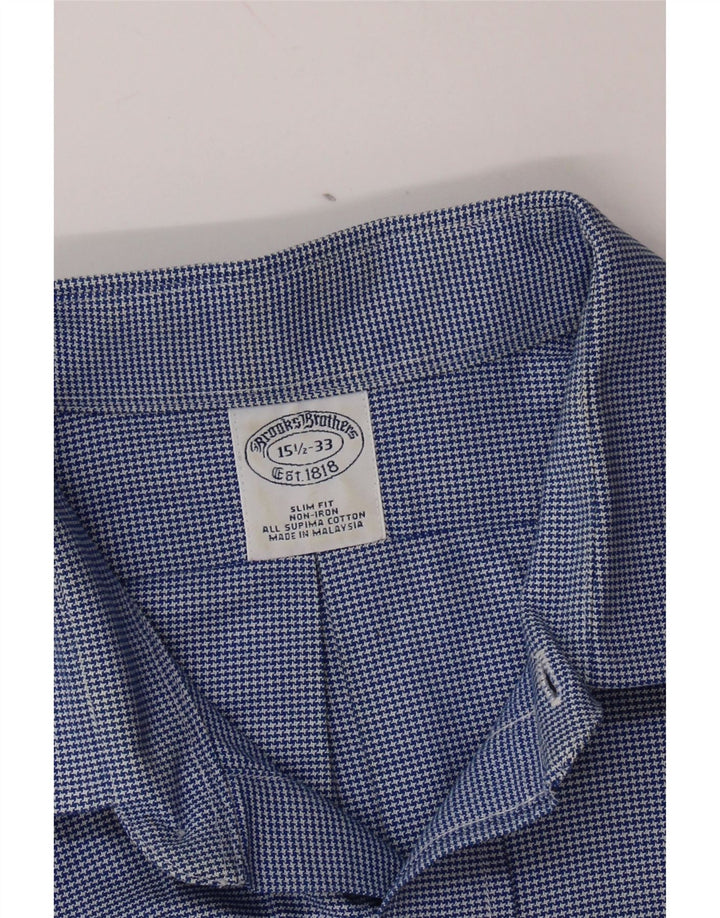BROOKS BROTHERS Chemise slim fit pour homme Taille 15 1/2 Pied-de-poule bleu moyen