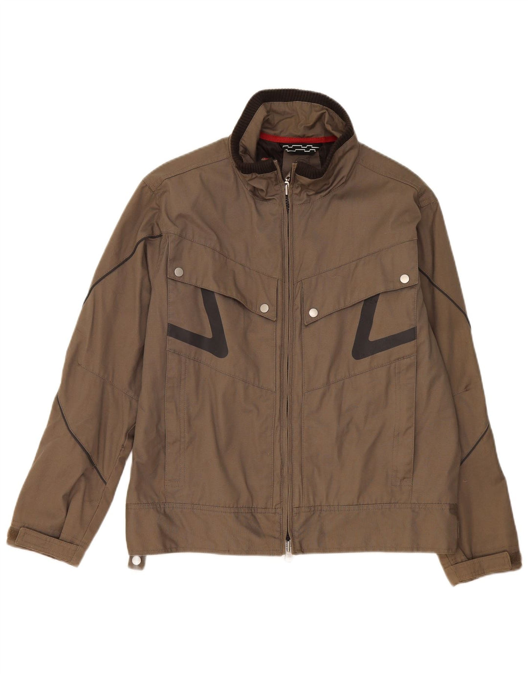 Volvo Mens Graphic Bomber Jacket UK 38 Gris Moyen Colorblock Coton