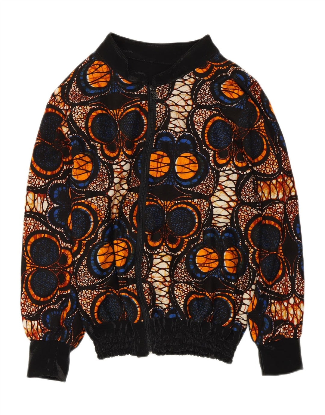 VINTAGE Femmes Abstract Pattern Bomber Jacket UK 14 Moyen Multicolore