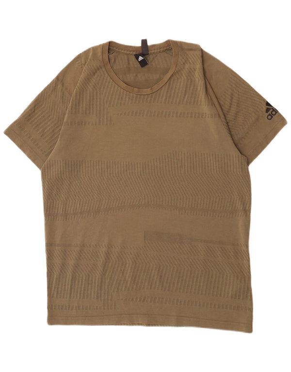 Adidas T-Shirt Homme Haut Large Kaki Rayé Coton