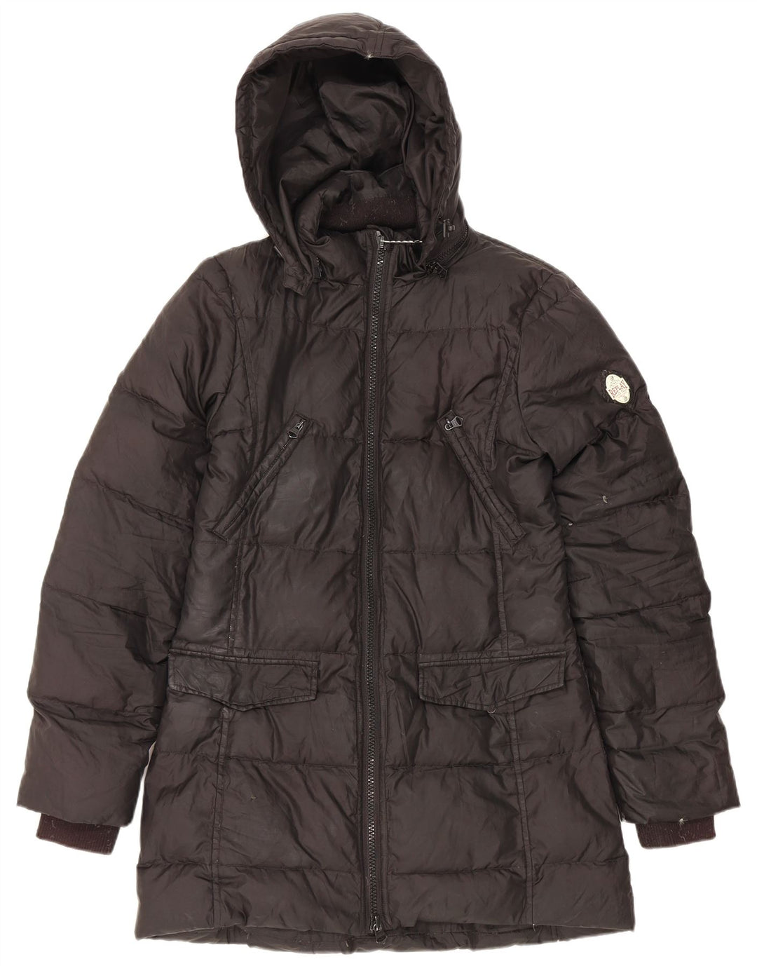 Replay Manteau matelassé à capuche pour femme UK 44 Large Noir Polyester
