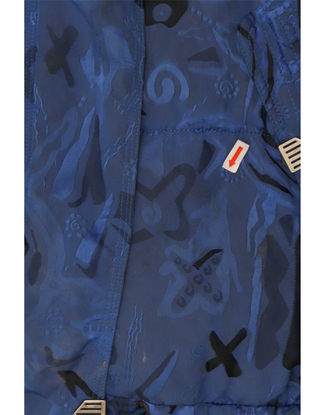 vintage Femme Rembourrée Veste de ski surdimensionnée UK 8 Petit Bleu Géométrique