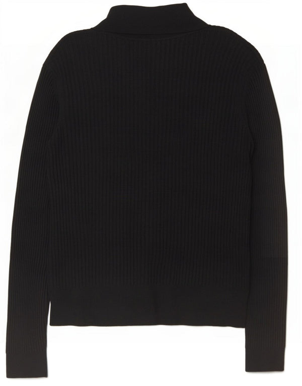 Zara Polo à manches longues pour femme UK 14 Medium Noir Viscose