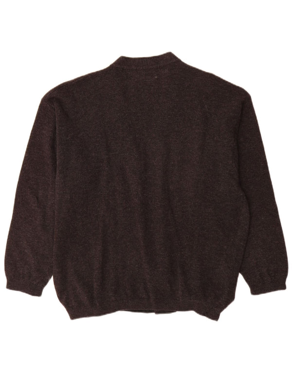 Benetton Pull Cardigan Homme Gris Moyen Moucheté Laine Vierge