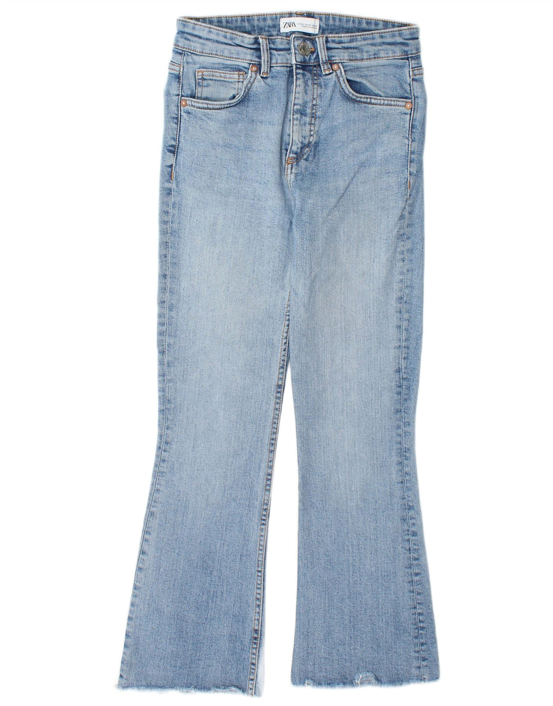 Jean Bootcut Femme ZARA EU 36 XS W26 L25 Bleu Coton
