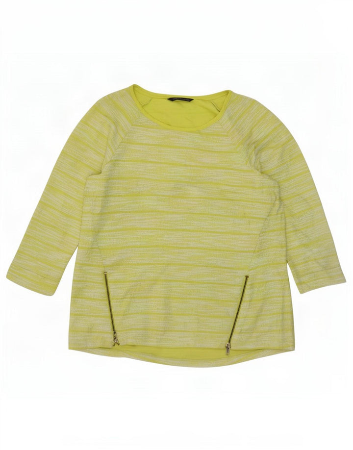 Marks & Spencer Haut à manches 3/4 pour femme UK 14 Large Vert Rayé Polyester
